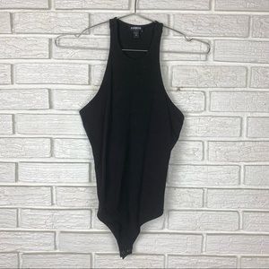 Express Thong Bodysuit with Button Snaps Black Size XS
